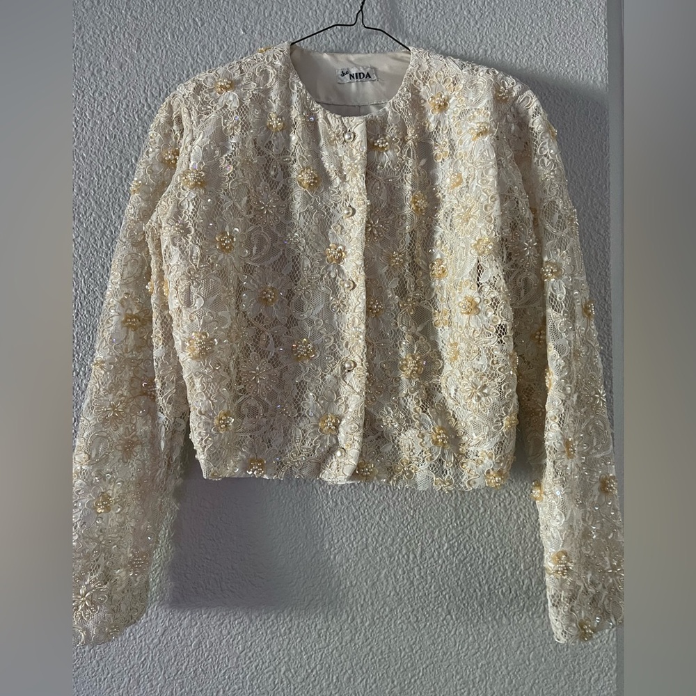 Women's Cream and Gold Lace Jacket